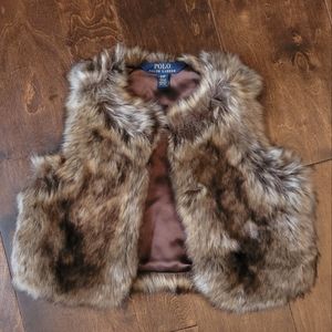 Polo NWOT Toddler Girls Faux Fur Vest Size 3T